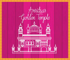 Sticker - indian golden temple with purple background