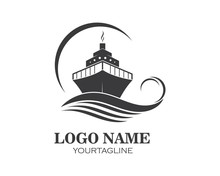 Cruise Ship Logo Template Vector Icon Illustration