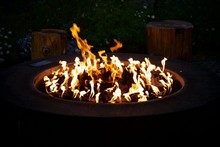 Close Up On Fire In Fire Pit