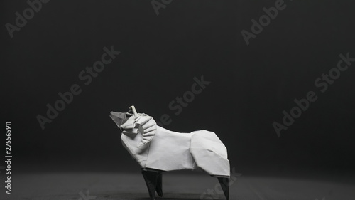 Fotografía Origami Goat on black background