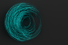 Digital Dark  Background Of Many Blue Metal Rotating Rings And Forming A Frame In The Center 3D Illustration
