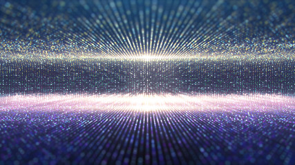 Fototapete - Futuristic abstract glittering moving particles and elegance lights pattern for stage performance show and video jockey background and screensaver