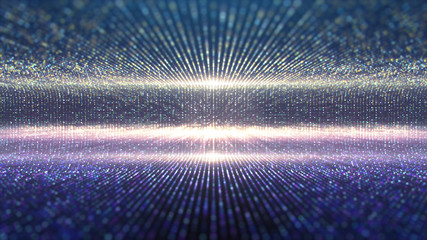 Fototapete - Futuristic abstract glittering moving particles and elegance lights pattern for stage performance show and video jockey background and screensaver