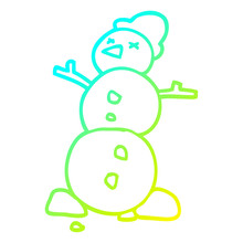 Cold Gradient Line Drawing Cartoon Snowman