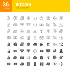 Poster - Bitcoin Line Web Glyph Icons