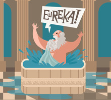Archimedes Of Syracusa Ancient Genius Mathematician Inventor Saying Eureka In The Bath