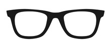 Vector Illustration Of Hipster Nerd Style Black Glasses Silhouette Isolated On White Background