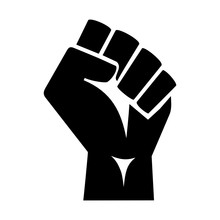 Vector Illustration Of The Iconic Protester Raised Fist Isolated On White Background - Graphic Style Silhouette