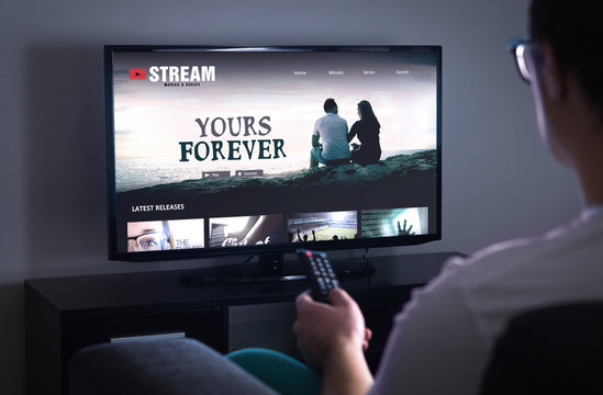 online movie stream service in smart tv. streaming series with on demand video (vod) service in tele