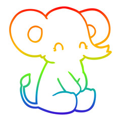 rainbow gradient line drawing cute cartoon elephant