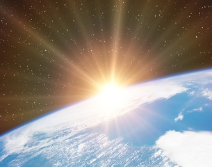 planet earth and fascinating sunrise. the elements of this image
