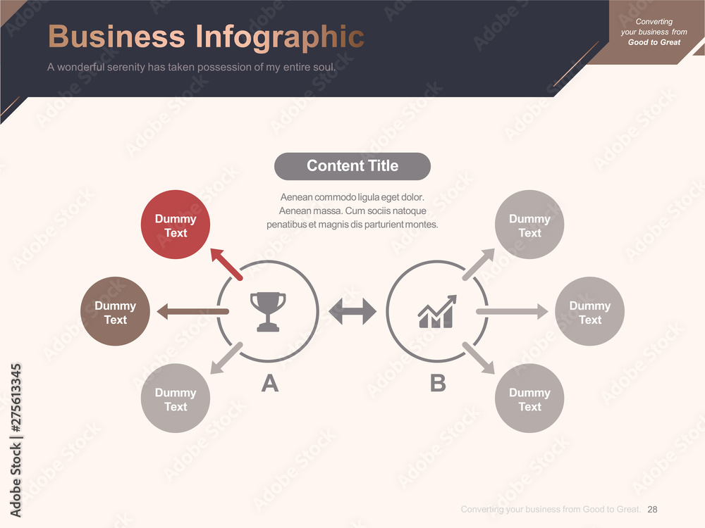 Flat business presentation brochure vector slide template with awesome ...