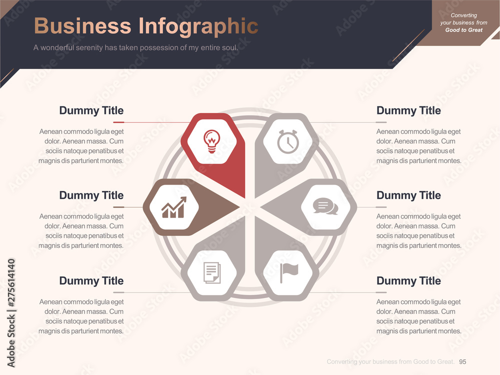 Flat business presentation brochure vector slide template with awesome ...