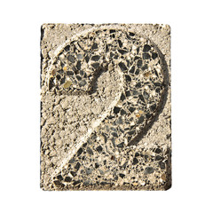 Leinwandbilder - Number 2 carved in a concrete block - A concrete block with the number 