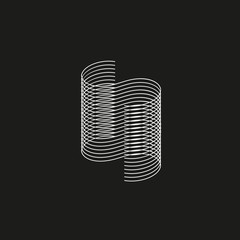 Poster - Isometric Geometric Font. Line blend style letter S. Typography design.