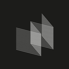 Poster - Isometric Geometric Font. Line blend style letter W. Typography design.
