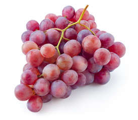 Ripe red grape. Pink grape isolated on white. With clipping path. Full depth of field.