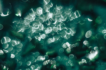 Poster - Beautiful light bokeh on a green background.