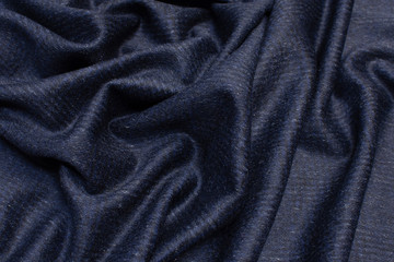 Wall Mural - Cashmere fabric. Color black and blue. Texture, background, pattern.