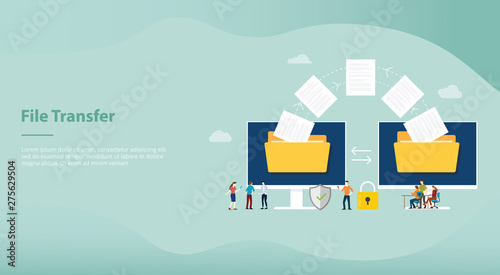 Cuadros en Lienzo file transfer concept with folder and files transfering move with team people fo