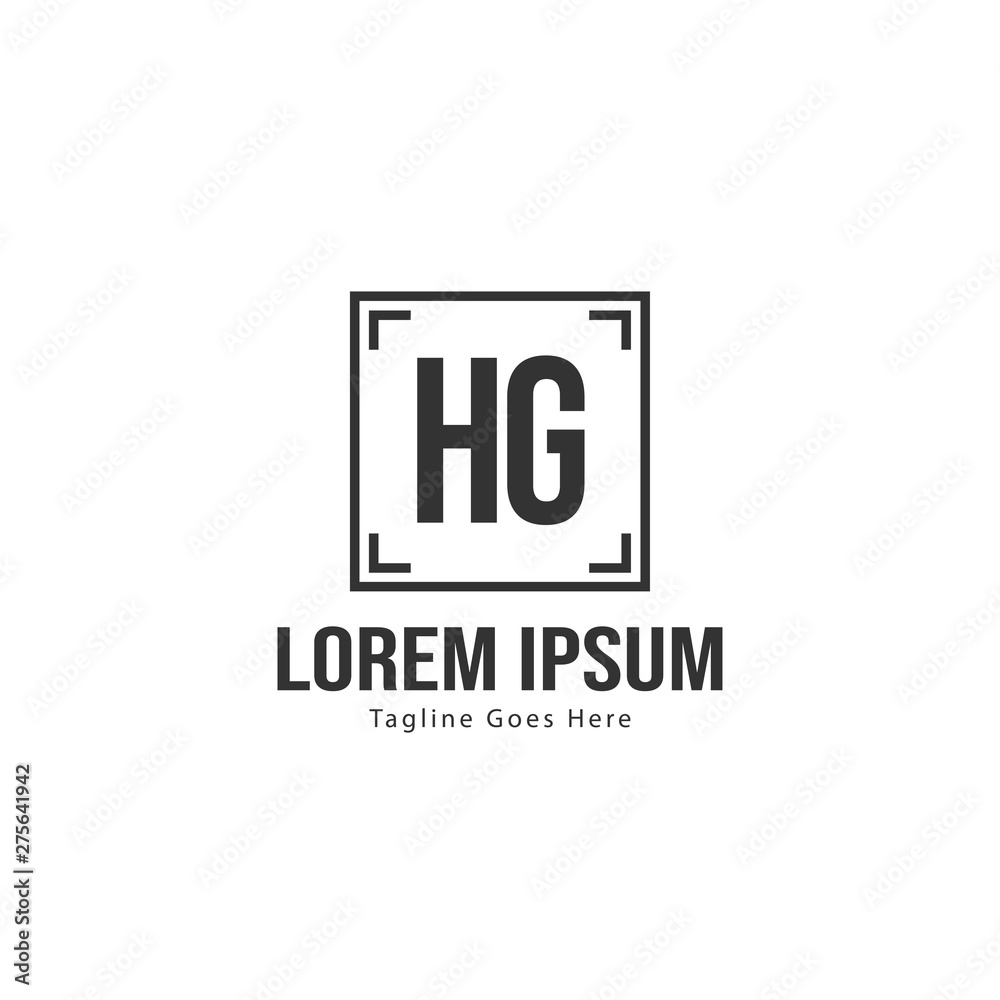 Initial HG logo template with modern frame. Minimalist HG letter logo vector illustration