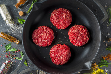 Wall Mural - Raw minced meat beef burger cutlets