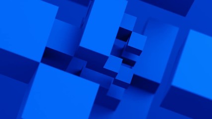 Poster - Abstract 3d render, modern animation, geometric background with cubes, motion design, 4k video