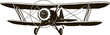 retro biplane vector monogram black airplane classic front