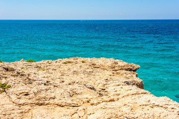  unreal blue and clear sea and rocks off the coast of Ayia Napa, Cyprus