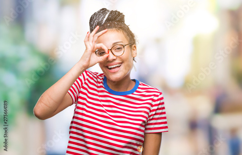 Young Braided Hair African American Girl Wearing Glasses Over