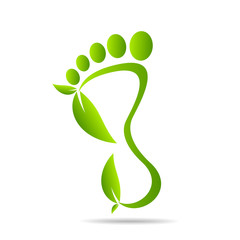 Wall Mural - footprints of green leaves organic health and beauty care design 