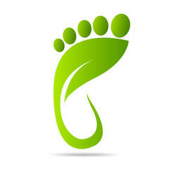 Sticker - footprints of green leaves organic health and beauty care design 