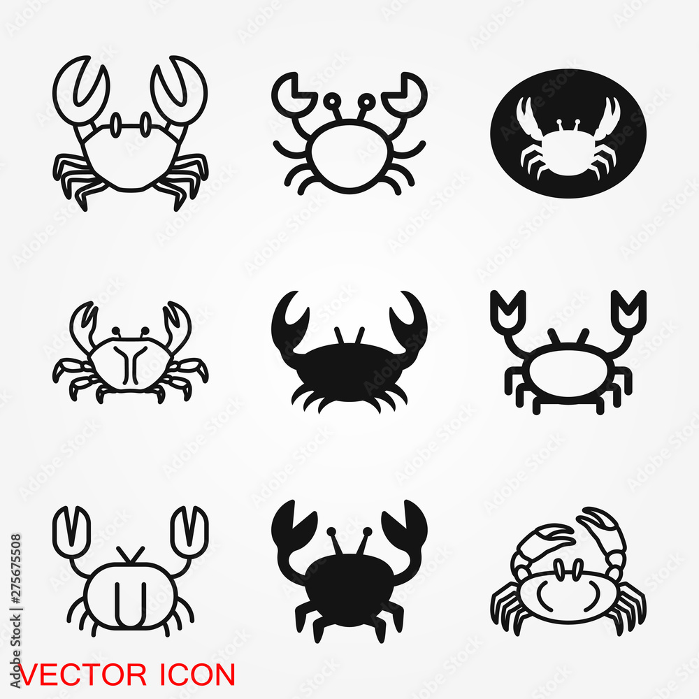 Crab vector icon. crab sign on background - obrazy, fototapety, plakaty 