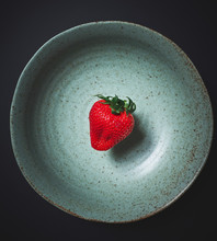 Fresh Strawberry In Green Bowl