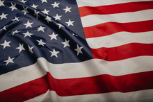 United States Of America Flag. Image Of The American Flag Flying In The Wind.