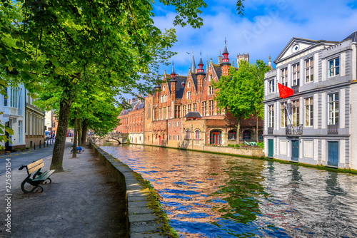 View of the historic city center of Bruges (Brugge), West Flanders province, ...