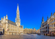 Grand Place (Grote Markt) with Town Hall (Hotel de Ville) and Maison du Roi (King's House or Breadhouse) in Brussels, Belgium. Grand Place is tourist destination in Brussels.