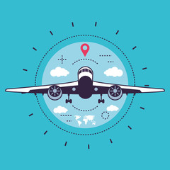 Canvas Print - Airplane and gps icon design