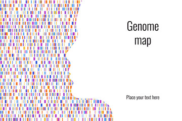 Dna test infographic. Vector illustration. Genome sequence map. Template for your design. Background, wallpaper. Barcoding. Big Genomic Data Visualization