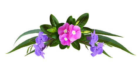 Wall Mural - Catharanthus and ruellia flowers in a tropical arch arrangement