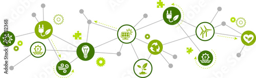 Photographie renewable / alternative energy icon concept – green electricity sources icons –