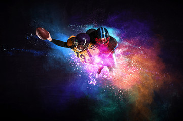 Poster - American football player in action. Mixed media