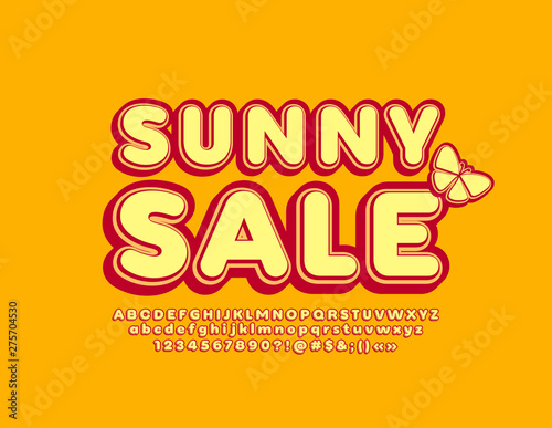 Vector Vintage Banner Sunny Sale With Decorative Butterfly
