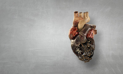 Anatomic heart made with gears and mechanic parts