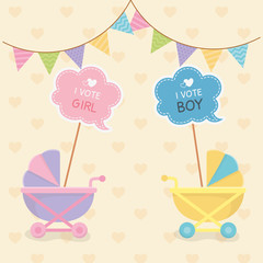 Wall Mural - baby shower card with carts