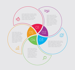 Fototapete - Infographic design vector and marketing icons can be used for workflow layout, diagram, annual report, web design.  Business concept with 5 options, steps or processes. - Vector 