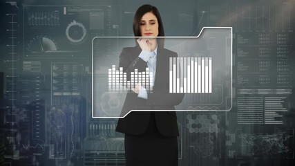 Poster - Businesswoman swiping on a screen