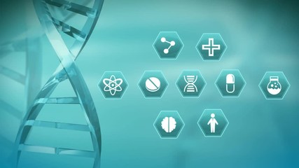 Canvas Print - DNA helix with medical science symbols