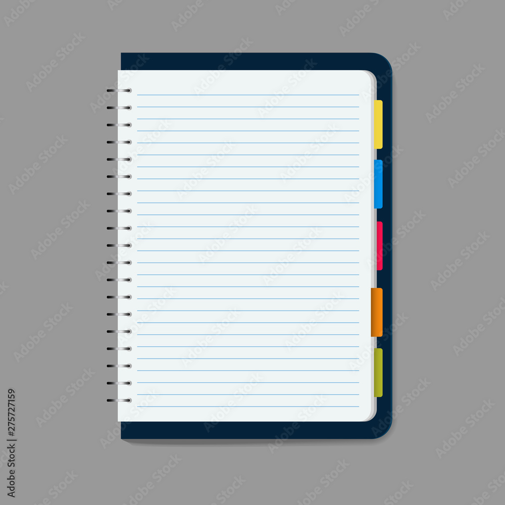 blank notebook vector illustration - obrazy, fototapety, plakaty 