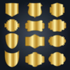 Fototapete - Vintage blank empty frame set collections, badges, gold, vector illustration